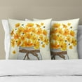 thumbnail image 2 of Spring Floral Throw Pillow Covers 16 x 16 Inches Set of 2 Farmhouse Yellow Daisy Flowers Jar Vase Cotton Linen Pillowcase for Couch Sofa Car Office Decoration, 2 of 6