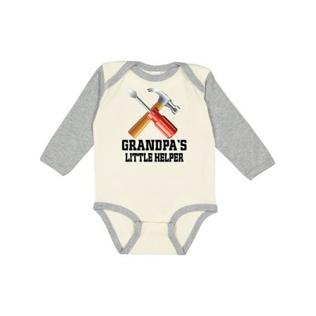 

Inktastic Grandpa Little Helper Grandson Boys Long Sleeve Baby Bodysuit