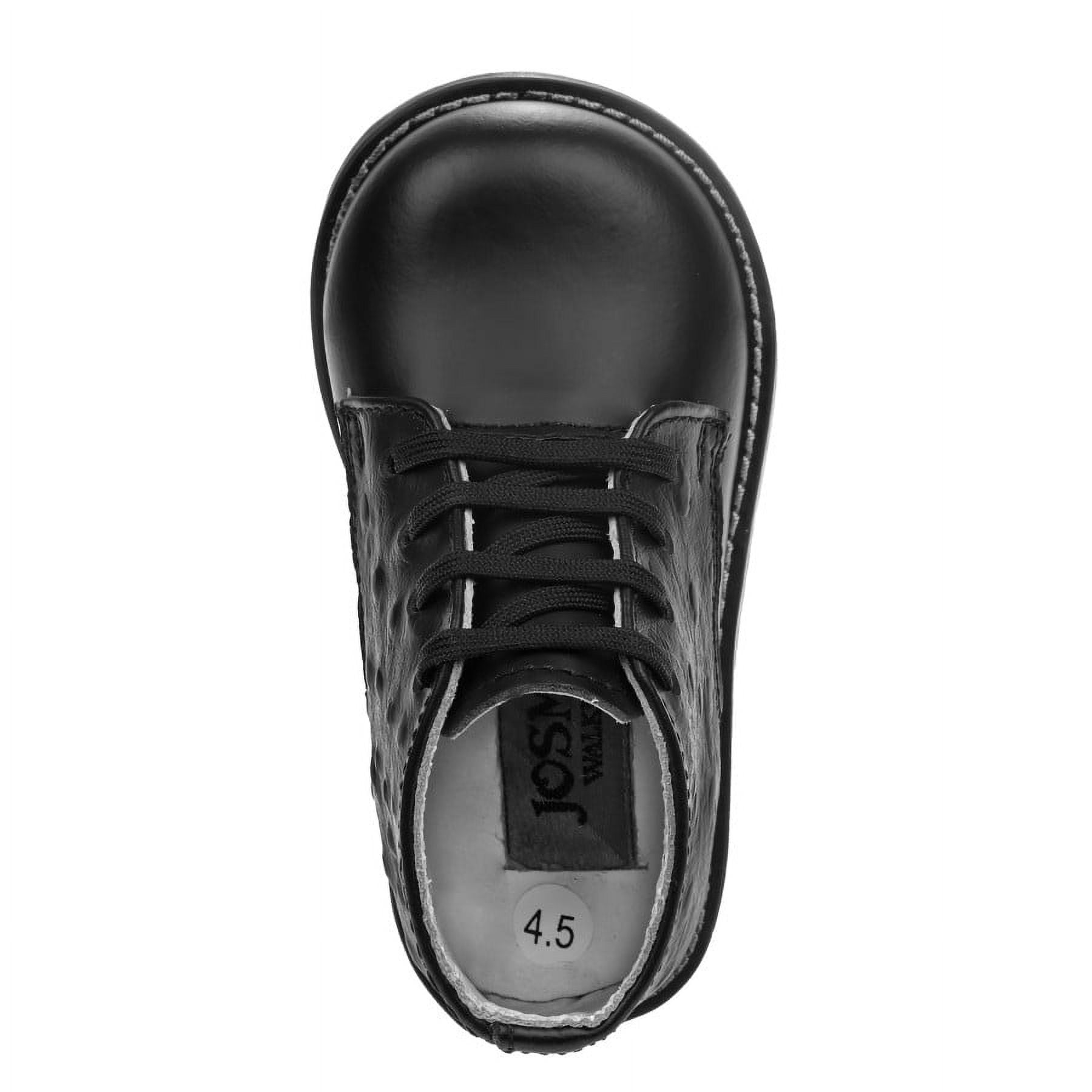 Josmo Unisex Baby Walking Shoes, First Walker Shoes, Genuine Leather Classic Smooth Ostritch Infant Shoes, Matte Black, Size: 3