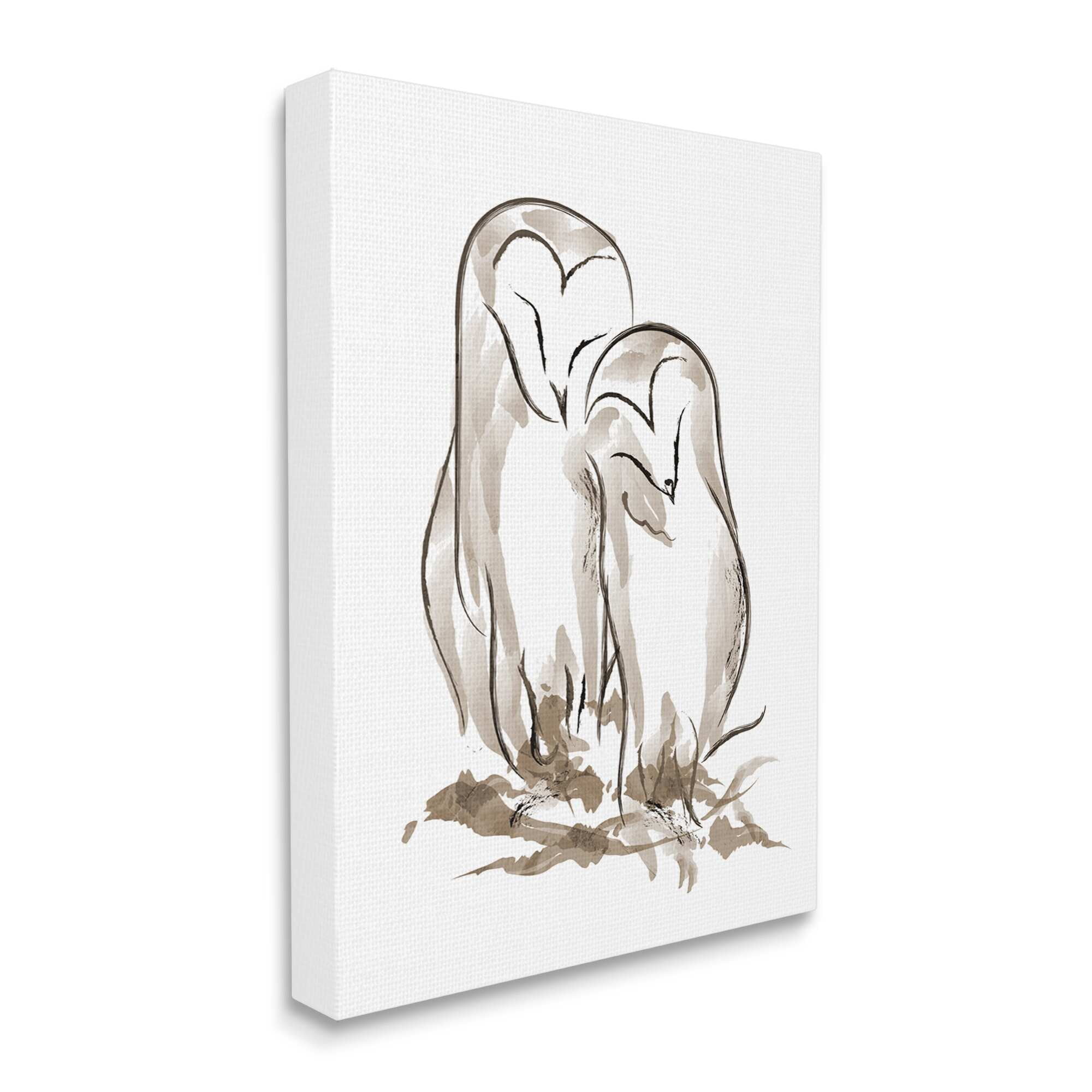 Stupell Industries Cuddling Owls Doodle Drawing Animals & Insects Painting Gallery Wrapped Canvas Print Wall Art
