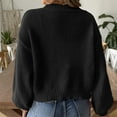 thumbnail image 4 of Stichou Womens Oversized Cardigan Sweaters Trendy Open Front Long Lantern Sleeve Chunky Knit Sweater Black XL, 4 of 4