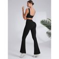 thumbnail image 6 of SOMER Women's 2 Piece Workout Set Ribbed Knit Crop Top Lounge Set High Waist Flare Pants Pilates Outfit, 6 of 6