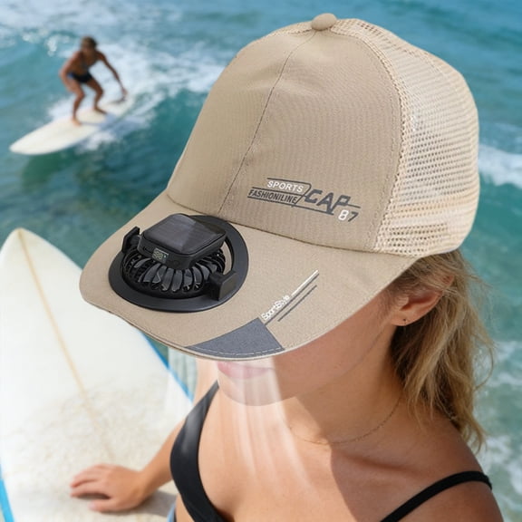 Uandlove Solar Powered Fan Hat for Men Women UPF 50 Wide Brim Sun Hat Rechargeable USB Solar Fan Cap Hands Free Cooling Portable Outdoor Gardening Fishing Beach Unisex