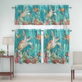 thumbnail image 5 of Teal Sea Turtle Curtain Valances Set Retro Ocean Fish Seashell Coral Nautical Kitchen Curtains 36&nbsp;inch Length Rod Pocket Valance and Tiers 3 Piece Set Small Bedroom Bathroom Laundry Decor, 5 of 9