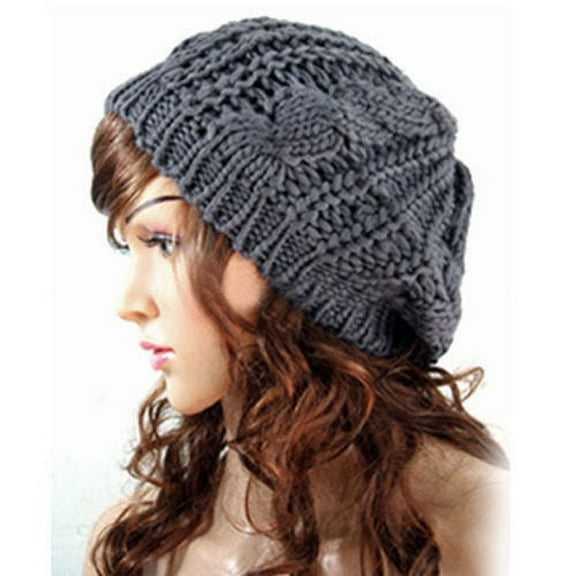 Womens Beret Beanie Hats Winter Warm Knitted Crochet Slouchy Knit Baggy Ski Cap