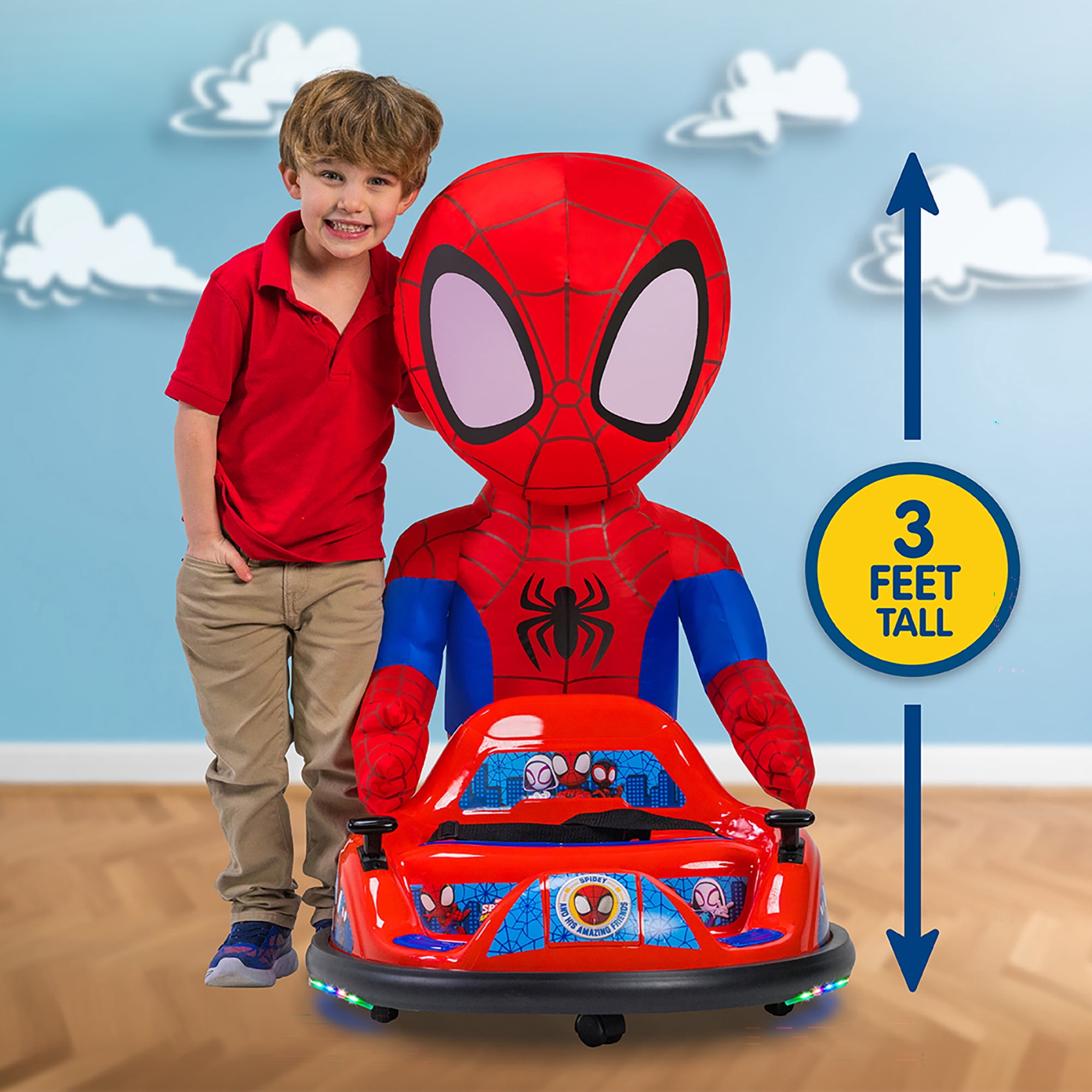 Marvel Spider-Man Spidey ImaginAir 6V Powered Ride-On Bumper Car with Inflatable Character