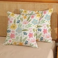 thumbnail image 2 of Spring Pillow Covers 16x16 Set of 2, Watercolor Yellow Pink Blue Flowers Throw Pillows Summer Spring Floral Leaf Print Decor Pillowcase Farmhouse Outdoor Decorations Cushion Case for Couch Home, 2 of 6