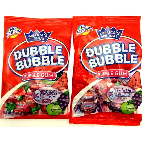 Dubble Bubble  3 Flavor Fruit Mix Double Bubble Gum Chewing  two 3.3oz bags