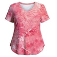 thumbnail image 4 of Women Shirts Women's Tie Dye V Neck Short Sleeve T Shirt Women's Plus Size Sports Top Loose Fit for Casual Active Pink XXXXXL, 4 of 4