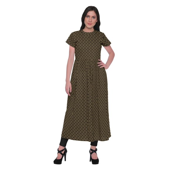 Moomaya Short Sleeve Kurta Printed Women Front Slit Kurti Summer Clothing