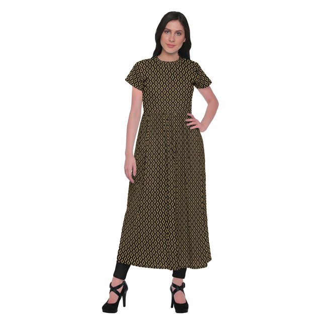Moomaya Robe Longue Indienne Imprimée Kurti Robe Tunique en Coton pour Femmes