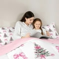 thumbnail image 4 of Castle Fairy Christmas Tree Girl 7 Pieces Bedding Comforter Set,Pink Bow Full Bedding Set Lightweight,Happy New Year Fitted Sheet Flat Sheet,Super Cozy Room Decor, 4 of 8