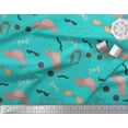 thumbnail image 2 of Soimoi Green Silk Fabric Bow,Specs & Hat Fashion Printed Craft Fabric by the Yard 42 Inch Wide, 2 of 3