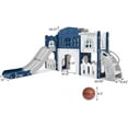 thumbnail image 4 of 8 in 1 Toddler Slide Indoor Playground, Indoor Slide Toddler Playset for Toddlers 4+, Kids Outdoor Playground with Basketball Hoop, Climber, Crawling Tunnel, Telescope, Toy Storage(Blue), 4 of 8