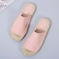 thumbnail image 6 of Anuirheih Slip on Sandals Women,Women Summer Casual Sewn Fisherman's Flat Bottomed Hand Woven Rope Bottom Slippers(Pink), 6 of 9