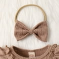 thumbnail image 6 of URMAGIC Baby Girl Long Sleeve Solid Color Cute Romper Ruffle Jumpsuit+Headband 2 Piece Set, 6 of 11