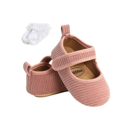 

Lieserram Baby Shoes Solid Color Ribbed Walking Shoes Soft Sole Footwear for Spring Fall Apricot/Brown/Gray/Pink 0-18 Months