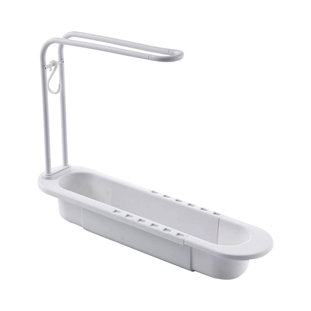 Injueey Soporte de esponja para fregadero de cocina con colgador de paño para platos, toallero, cocina, blanco Organizadores de utensilios de cocina Blanco
