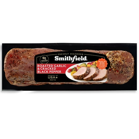 Smithfield Roasted Garlic & Cracked Black Pepper Fresh Seasoned Pork Tenderloin, 0.5–1.85 lb, 19 Grams of Protein per 4 oz Serving