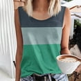 thumbnail image 3 of JTZGDY Cami Shirts for Women Loose Fit Casual Summer Sleeveless Round Neck Striped Color Block Print Tank Tops Trendy Cozy Beach Vacation Tees Blouse A01-Green XXXXL, 3 of 5