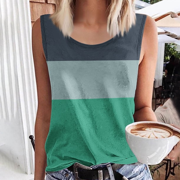 mfyjkho Camisetas Sin Mangas Para Hombre, Camiseta Sin Mangas Con Cuello Redondo Y Estampado De Verano Para Mujer Tops Para Mujer Xxxxl