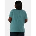 thumbnail image 3 of Terra & Sky Women's Plus Size Step Hem Tee with Short Sleeves, Sizes 0X-5X, 3 of 5