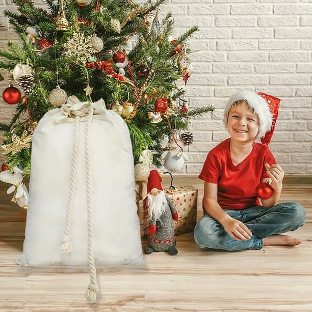 Decoraciones navideñas, adornos navideños, regalos navideños Bolsa navideña de lona con doble cordón Bolsa navideña de lona Bolsa de regalo Bolsa de lona con cordón