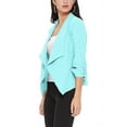 thumbnail image 3 of Women's Elegant Draped Blazer Casual Open Front 3/4 Sleeve Jacket, 3 of 6