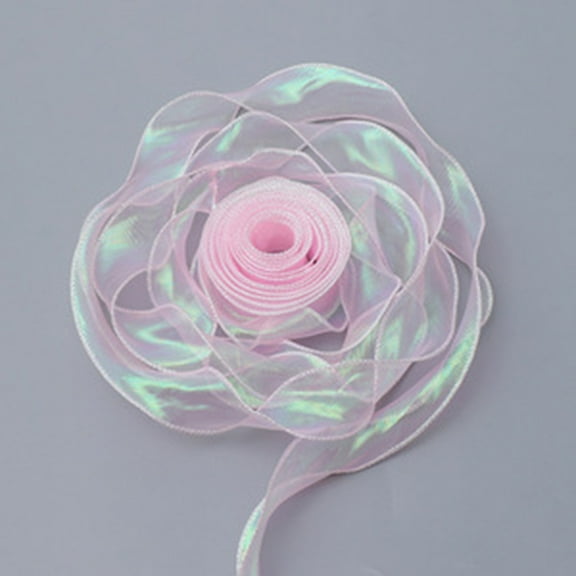 1 Roll 10 Yard Chiffon Ribbon,Iridescent Ribbon for Valentine's Day,Wedding,Birthday Party,Bouquet Gift Wrapping Ribbon