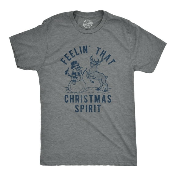 Mens Feelin' That Christmas Spirit T Shirt Funny Reindeer Snowman Party Graphic Tee Graphic Tees
