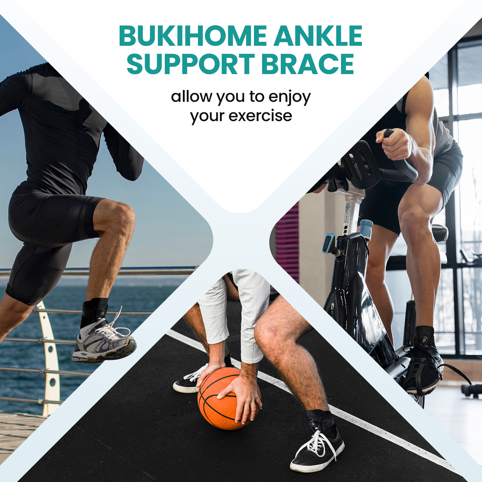 Bukihome Ankle Brace for Women & Men - Maximum Support for Sprained Ankle Injury Recovery with Detachable Aluminum Plate Elastic Adjustable Lace Up Ankle Support for Running Basketball (Small)