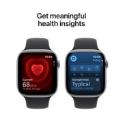 Apple Watch Series 11 [GPS 46mm] Smartwatch with Space Gray Aluminum Case with Black Sport Band - M/L