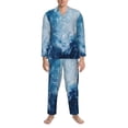 thumbnail image 3 of Naloa Abstract Ocean Waves Men’s Pajamas Set - Long Sleeve Button Down Sleep Shirt and Pajama Bottoms Sleepwear Set-X-Large, 3 of 7