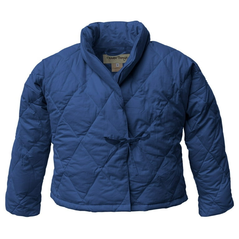 Warm Things Quilted Down Bed Jacket Navy M 12 14 Walmart