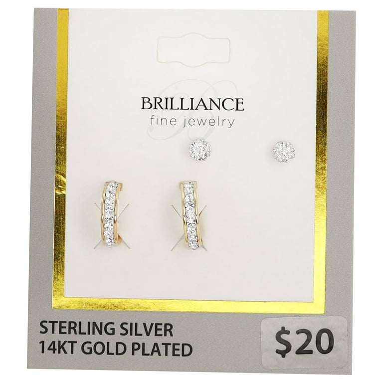 Brilliance Fine Jewelry 14K Gold Plated Sterling Silver Crystal
