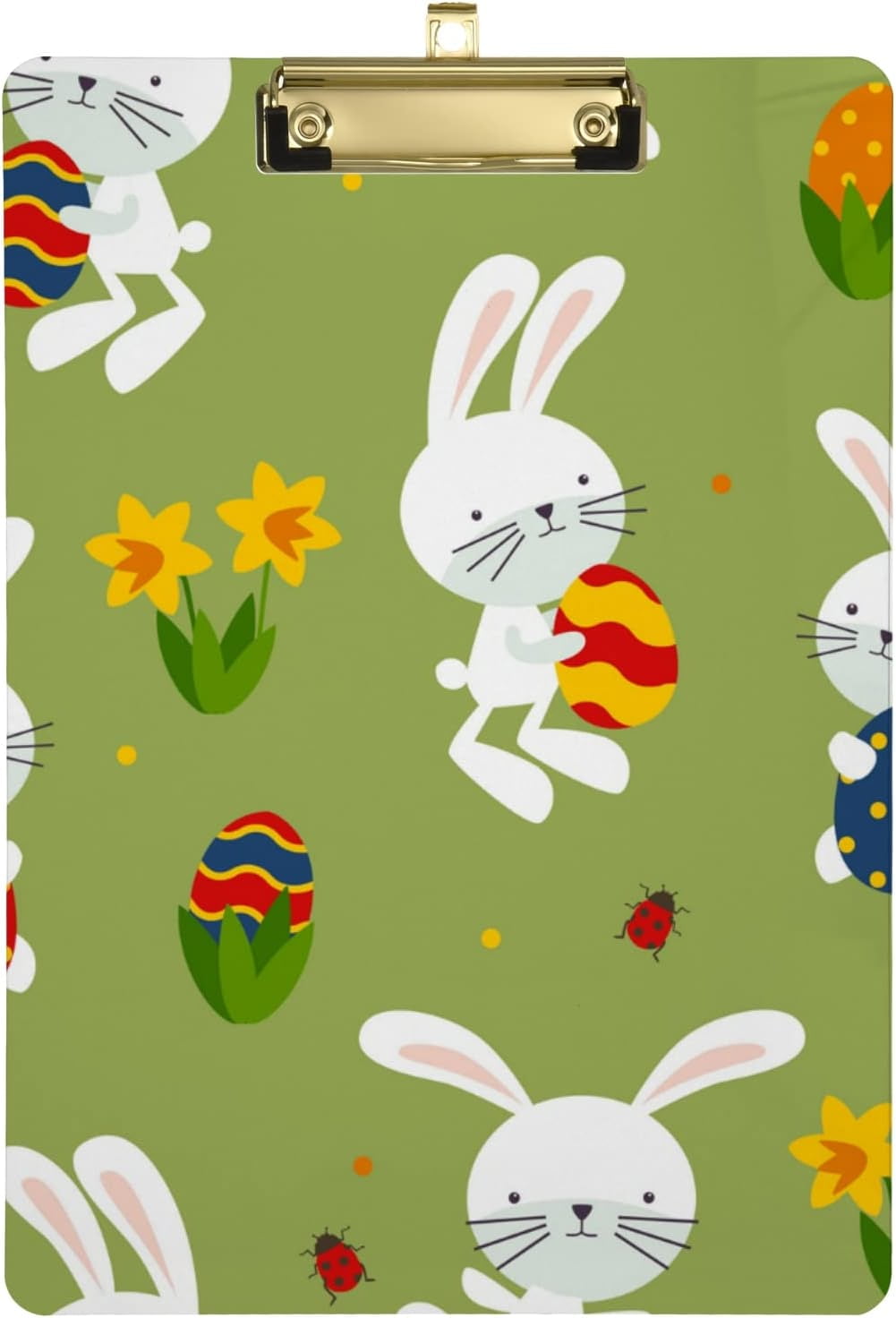 FMSHPON Easter Rabbits Eggs Clipboard Hardboard Wood Nursing Clip Board