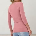 thumbnail image 3 of Prdecexlu Womens 3/4 Sleeve Shirts Summer Rib Knit Slim Fit Basic Tees Round Neck Casual Solid Color Tunic Tops Three Quarter Length Business Work Blouses Pink M, 3 of 4