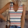 thumbnail image 2 of Lufly Tank Tops for Women Causal Button V-Neck Stripe Printing Blouse Sleeveless Elegant T-Shirt,Gray,M, 2 of 5