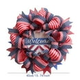 thumbnail image 1 of Décoration Patriotique, Couronne Patriotique Tyeign pour Porte d'Entrée, Couronne du 4 Juillet avec Feuilles Florales Rouges, Bleues et Blanches, Couronne de la Fête de l'Indépendance, Déco de Porte pour Mur de Maison, Décoration de Fête Bleue, 1 of 1