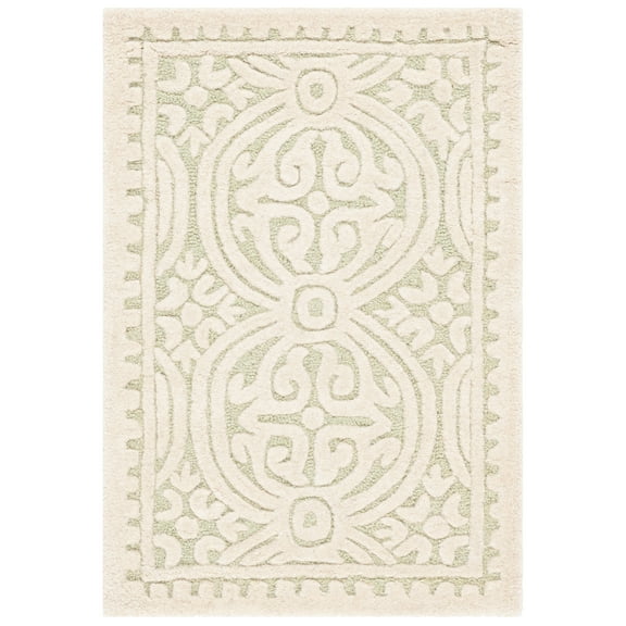 SAFAVIEH Cambridge Leslie Geometric Wool Area Rug, Light Green/Ivory, 2'6" x 4'