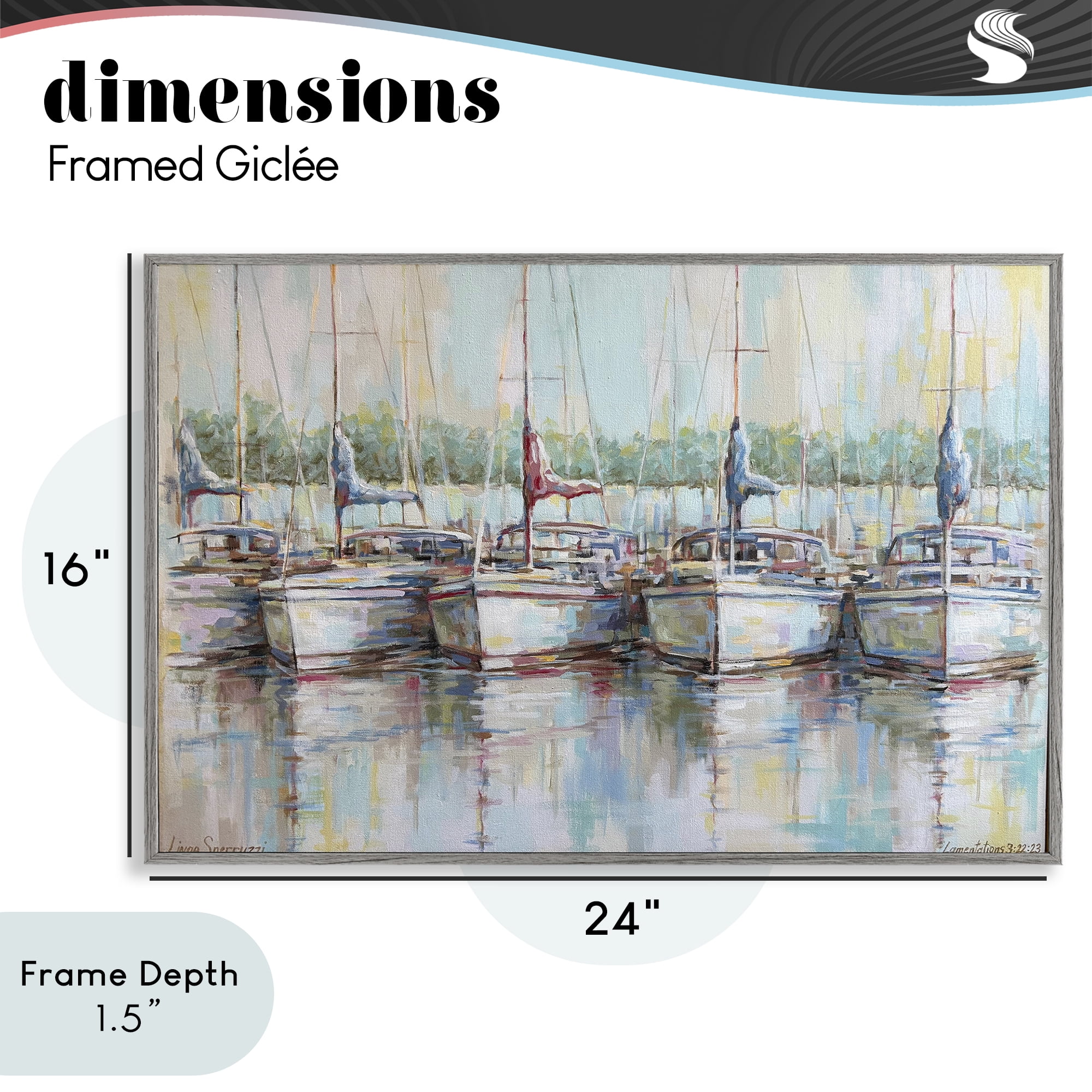 Stupell Industries Morning At The Marina Gray Framed Giclee Art, design by Linda Sperruzzi