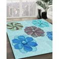 thumbnail image 2 of Ahgly Company Indoor Round Patterned Glacial Blue Ice Blue Area Rugs, 4' Round, 2 of 6