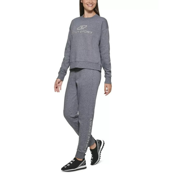 DKNY SPORT Women's Embroidered Logo Cotton Sweatshirt Gray Size XS MSRP $60