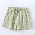 thumbnail image 2 of Atogsazn Womens Summer Plaid Shorts Casual Cotton Elastic Waist Short Pants Wide Leg Beach Pant Outfit Green M Fashion, 2 of 3