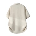 thumbnail image 5 of Hesxuno Men Big and Tall Button Down Shirts Solid Color Short Sleeve Untucked Shirts Mandarin Collar Loose Fit Summer Comfortable Tops Beige L, 5 of 8