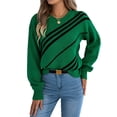 thumbnail image 2 of Suéter Informal de Rayas con Cuello Redondo y Larga Tipo Farol para Mujer Verde XL, 2 of 10