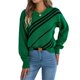 thumbnail image 2 of Suéter Informal de Rayas con Cuello Redondo y Larga Tipo Farol para Mujer Verde XL, 2 of 10