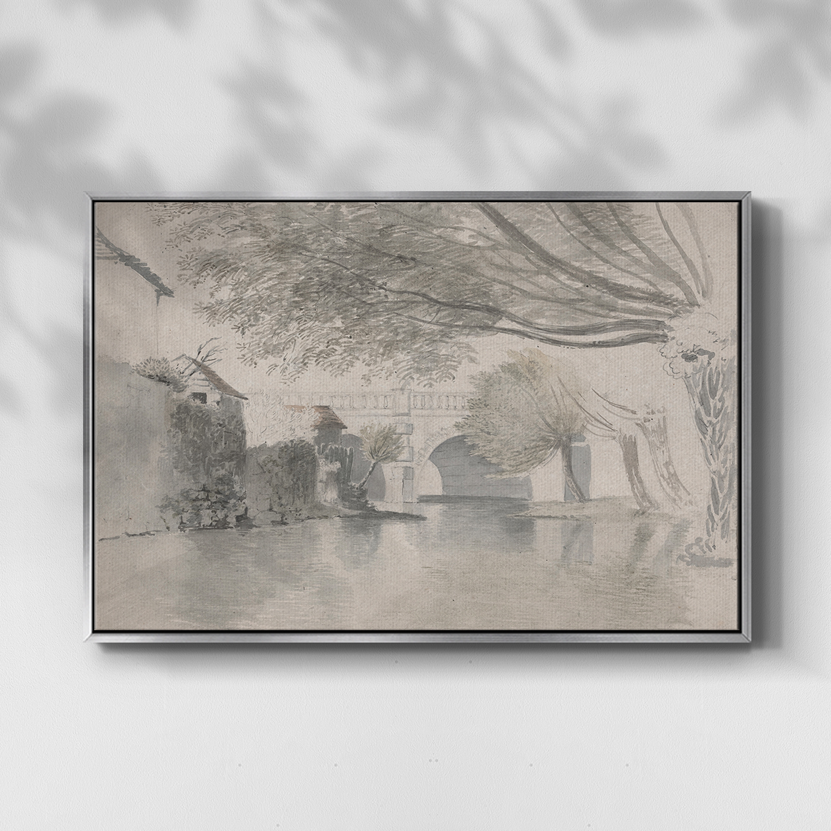 Vintage Sketch-XXI By Wexford Home Framed in Silver Wood Gallery Wrapped Canvas 25 in. x 37 in.