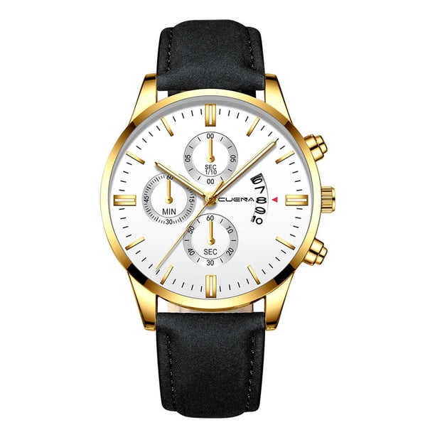 Reloj de cuarzo para hombre, relojes de moda para hombre, deportivos, caja de acero inoxidable, correa de cuero, reloj de cuarzo, reloj analógico, paño de cocina