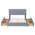 thumbnail image 4 of uhomepro Storage Upholstered Platform Bed Queen Size with Nail Trim Headboard, 4 Storage Drawers, Wood Slats Support, Mattress Foundation No Box Spring Required, Gray, 4 of 9